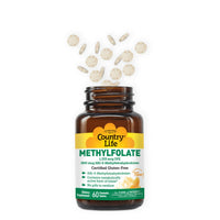 Thumbnail for Country Life Methylfolate Chewable Tablets - Metabolically Active Folate - Great Tasting Orange Flavor - Gluten-Free - Smooth Melts - Vegan B12 - Women's Vitamins - Daily Supplement - 60 Tablets
