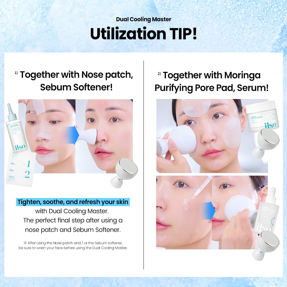 ILSO Dual Cooling Master, Korean Tighten Pores and Cooling Massage Stick, Color-Changing, Stainless Steel