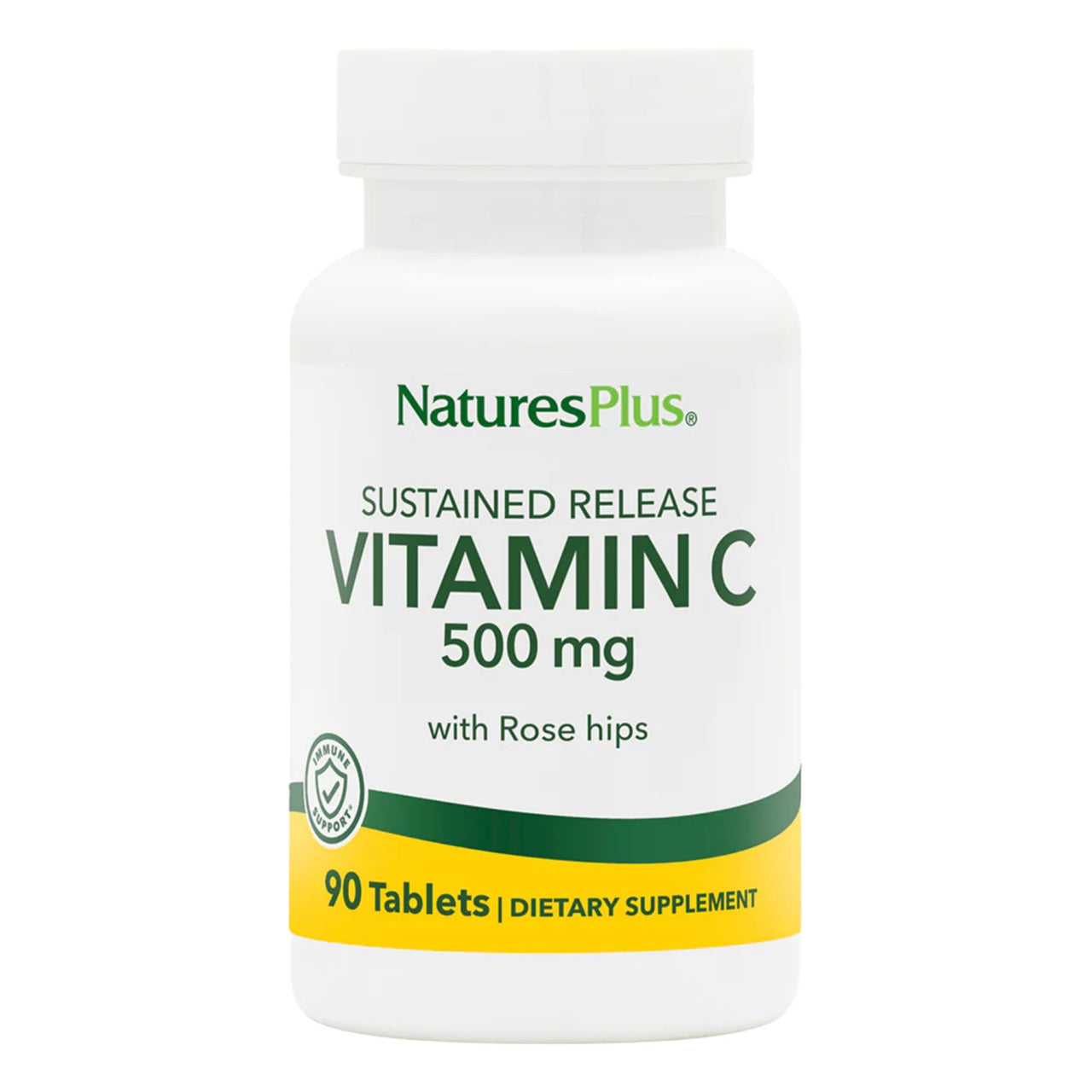 NaturesPlus Vitamin C 500 mg with Rose Hips - 90 Sustained Release Tablets - Supports Immune Health, Energy & Antioxidant Protection - Gluten Free, Vegetarian - 90 Servings