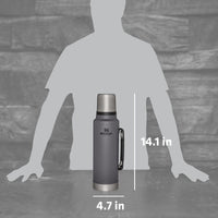 Thumbnail for Stanley Classic Legendary Vacuum Bottle 1.5 qt | Wide Mouth with Leakproof Cup Lid | Keep Drinks Hot or Cold | Packable for Travel | Insulated Stainless Steel Thermos | BPA-Free | Charcoal