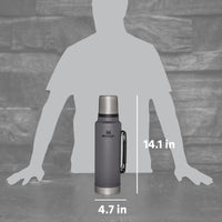 Thumbnail for Stanley Classic Legendary Vacuum Bottle 1.5 qt Wide Mouth with Leakproof Cup Lid Keep Drinks Hot or Cold Packable for Travel Insulated Stainless Steel Thermal Bottle BPA-Free Charcoal