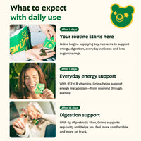 Thumbnail for Gruns Adult Sugar-Free Super Greens Multivitamin Gummies, Superfood Gummy Vitamins for Women and Men with Spirulina, Chlorella, Adaptogens & Prebiotic Fiber for Digestive Health (28 Count)