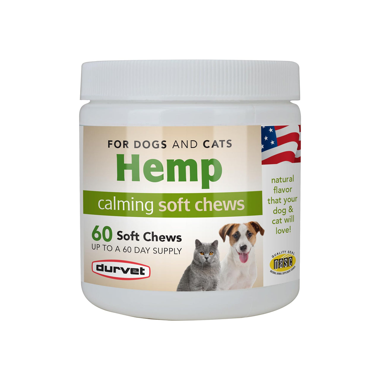 Durvet Hemp Calming Soft Chews - 60 Count jar
