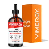 Thumbnail for Vimergy USDA Organic Total Immune Blend* Liquid Supplement, 57 Servings Fast-Absorbing Immune Support – All-Season, Zinc, Thyme and Mullein Drops Non-GMO, Vegan, Immunity Support for Adults (115 mL)