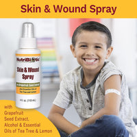 Thumbnail for NutriBiotic Skin & Wound Spray with GSE, 4 Fl Oz | Grapefruit Seed Extract Plus Tea Tree & Lemon Essential Oils | Helps Support Healthy Skin Tissue & Flush Irritants from Minor Wounds | Non-Medicated