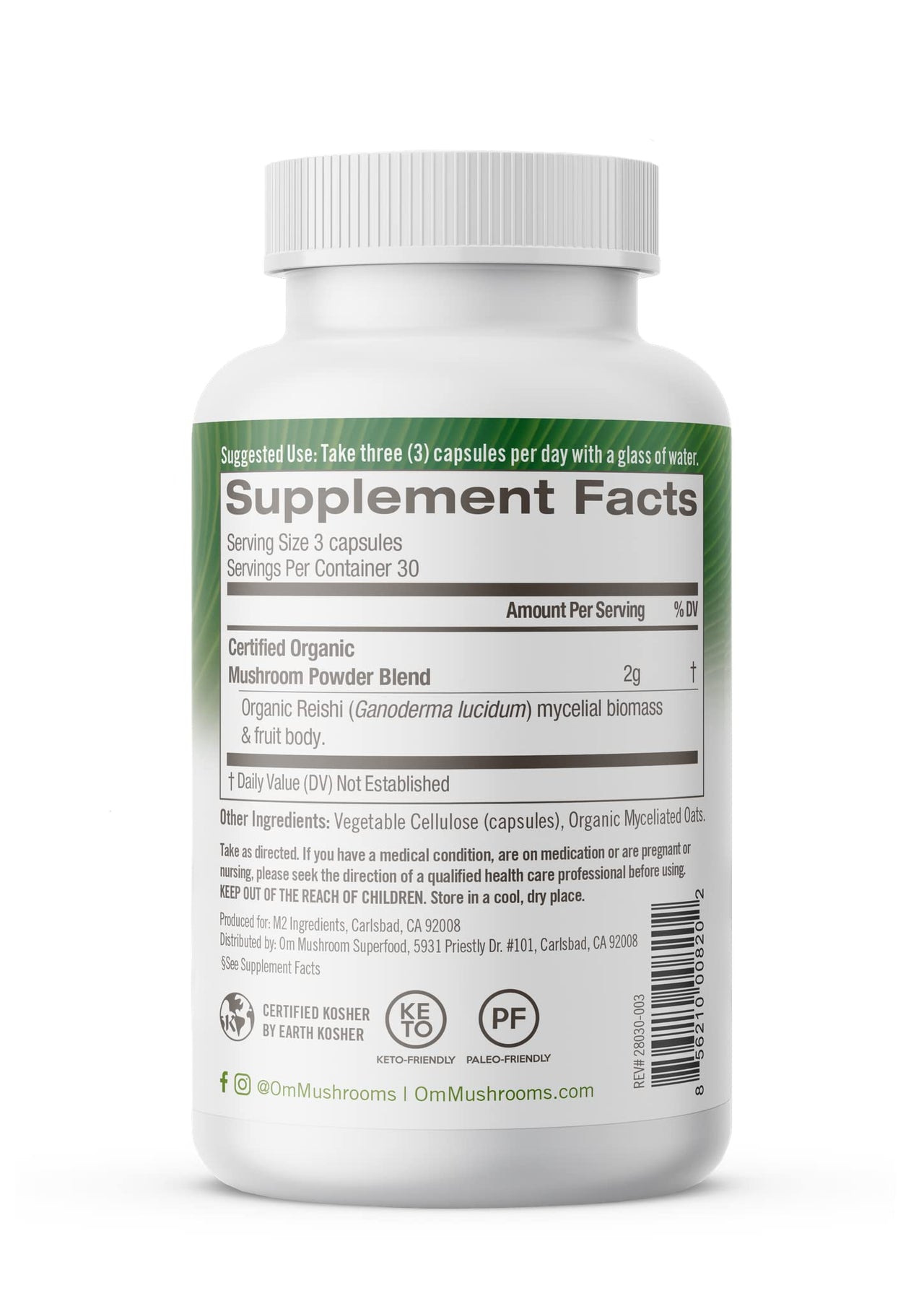 OM MUSHROOM SUPERFOOD Reishi Mushroom Capsules Superfood Supplement, 90 Count, 30 Days, Organic Adaptogen for Stress Relief and Immune Health