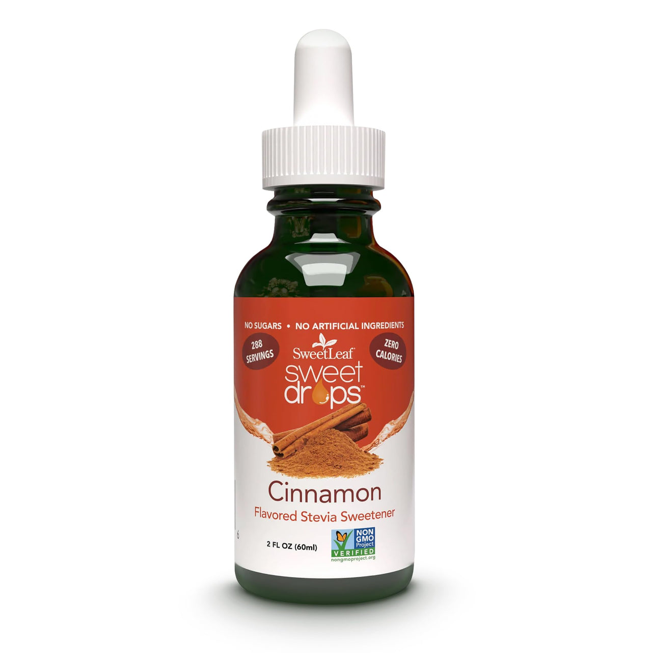 SweetLeaf Sweet Drops - Flavored Stevia Liquid Sweetener, Organic Stevia Extract, Zero Calories, Gluten Free, Keto Friendly, Non GMO, Natural Flavors, Sugar Alternative - Cinnamon, 2 Fl Oz (Pack of 1)