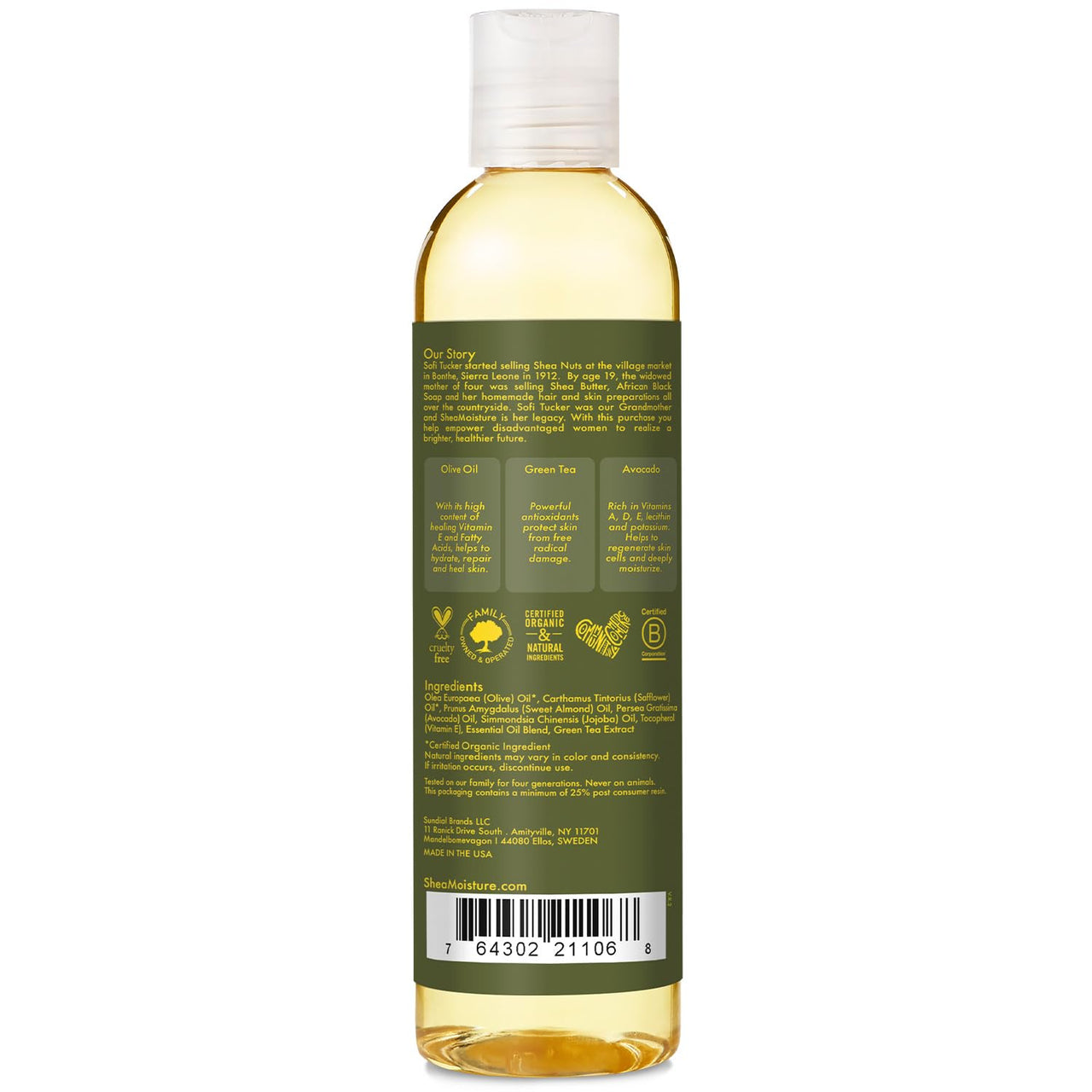 SheaMoisture Olive & Green Tea Bath, Body & Massage Oil 2-Pack – Avocado Oil, Anti-Aging & Ultra-Moisturizing for Dry Skin, 8 Oz Ea