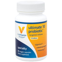 Thumbnail for Ultimate 10 Probiotic, 13 Billion, Shelf Stable Probiotic, No Refrigeration, Targeted Release – to Support Digestive Health, Intestinal Health and Immunity (30 Vegetable Capsules)
