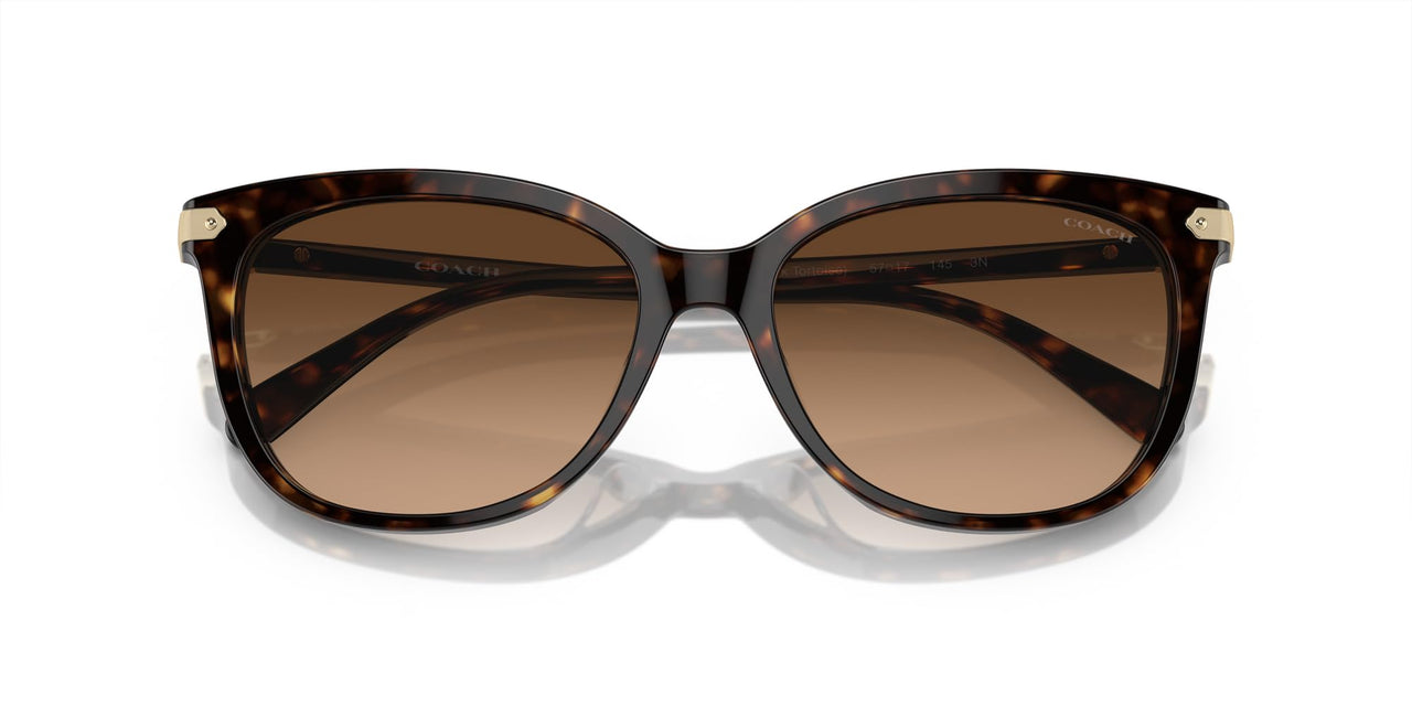 Coach HC8378U Universal Fit Sunglasses, Dark Tortoise/Brown Gradient, 57 mm