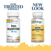 Thumbnail for Solaray Iron Asporotate Capsules, 18mg | 100 Count
