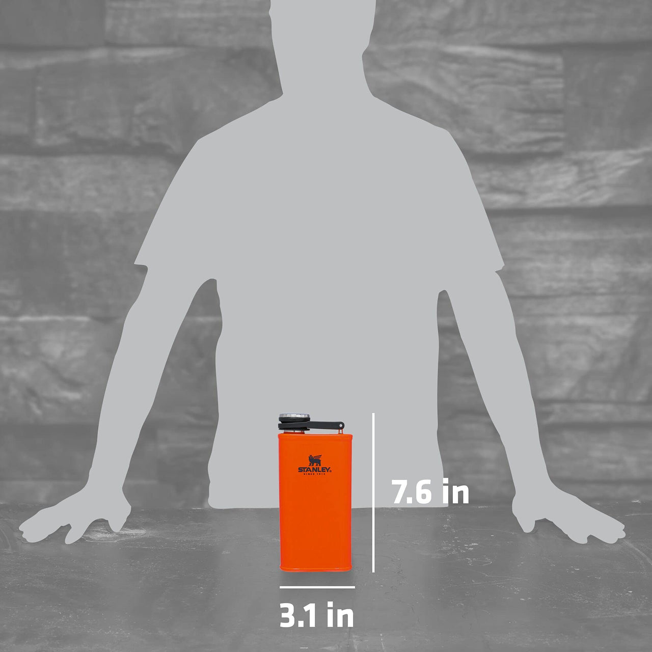 Stanley Classic Easy Fill Wide Mouth Flask 8 oz | Leakproof Hip Flask | Hinge Connected Never Lose Cap | Insulated Stainless Steel Liquor Container | BPA-Free | Blaze Orange