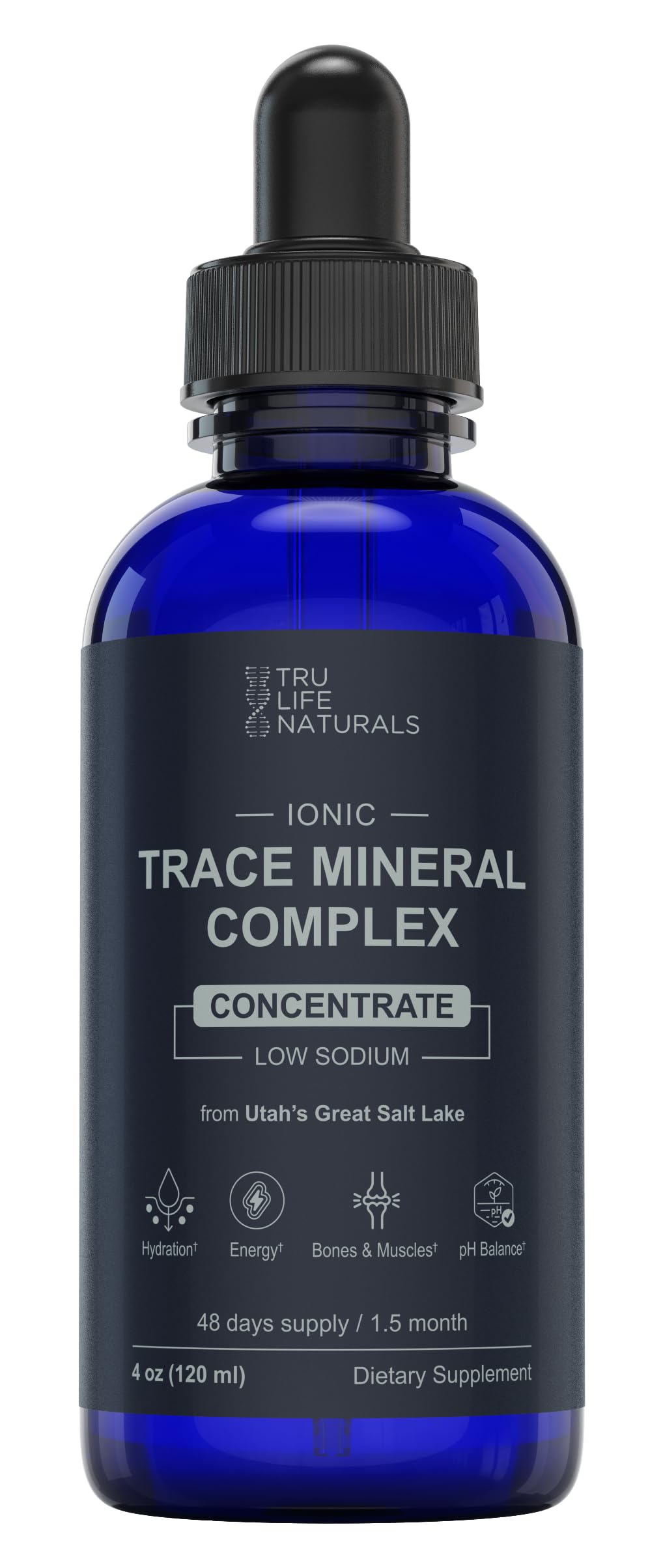 Trace Mineral Complex â€“ 4 oz (48Servings) â€“ 72+ Ionic Minerals Concentrate/Magnesium, Chloride, Boron, Potassium/Supports Hydration & Electrolyte Balance