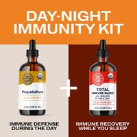 Thumbnail for Vimergy Day-Night Immunity Kit* – 2-Part Liquid Supplement Kit with PropolisPure® & Total Immune Blend* – Fast-Absorbing, 2 x 115ml – 2 x 57 Servings – Support Immune and Respiratory Defense Systems