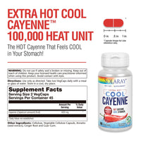 Thumbnail for SOLARAY Extra Hot Cool Cayenne 100,000 HU - Traditional Folk Remedy and Digestion Aid - Bio-Cool Process - Lab Verified, GMP Facility, 60-Day Guarantee - 45 Servings, 90 VegCaps