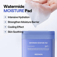 Thumbnail for MEDIHEAL Watermide Moisture Pad - Square Cotton Facial Toner Pads with Icelandic Glacial Water - Improve Skin Temperature, Hydrating to Dry, Puffy, Coarse Skin -Vegan Eco Silk Pads,100