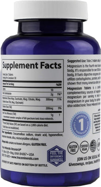 Thumbnail for Trace Minerals Magnesium Tablets 300 mg - Dietary Supplement to Support Muscle & Immune System Health - Cell & Nerve Health Support Supplement with Trace Minerals - 60 Tablets (30 Servings)