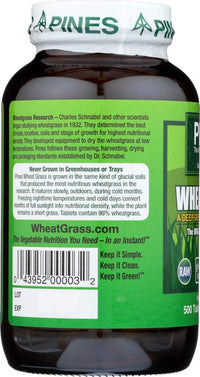 Thumbnail for Pines International Pines Wheat Grass -- 500 mg - 500 Tablets