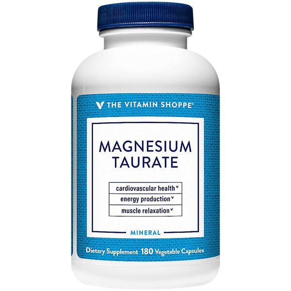 Image 1 of The Vitamin Shoppe Magnesium Taurate 125mg - Heart Health & Muscle Relaxation | Energy Production | 180 Veggie Caps | Cardiovascular