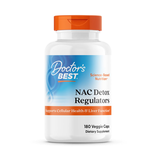 Doctor's Best Nac Detox Regulators with seleno excell, Non-GMO, Vegetarian, Gluten&Soy Free, 180 Veggie Caps, 180Count