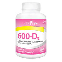 Thumbnail for 21st Century Calcium Plus D Supplement Tablet , 600 mg, 400 Count