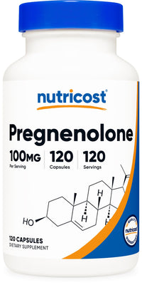 Thumbnail for Nutricost Pregnenolone 100mg, 120 Capsules - Non-GMO, Gluten Free, Vegetarian Capsules