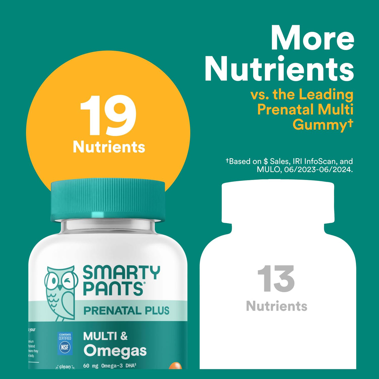 SmartyPants Prenatal Multivitamin Gummies, Omega 3 (DHA/EPA), Methylfolate, Biotin, Vitamin D3, C, Vitamin B12, B6, Vitamin A, K & Zinc, Gluten Free, 90 Count (30 Day Supply)