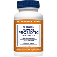 Thumbnail for The Vitamin Shoppe Women's Probiotic Delayed Release 50 Billion - with 10 Probiotic Strains to Support Digestive, Immune & Vaginal Health or Yeast Imbalance - Shelf Stable (60 Veggie Caps)