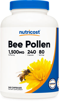 Thumbnail for Nutricost Bee Pollen (240 Capsules, 80 Servings) (1,500MG Per Serving) - Non-GMO, GMP Compliant