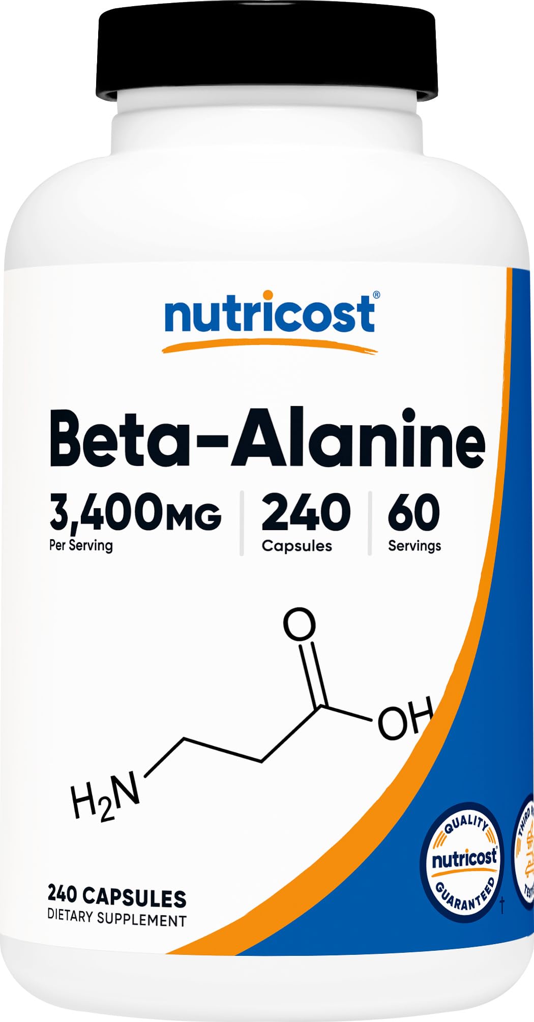 Nutricost Beta-Alanine Capsules 3400mg, 240 Capsules (60 Serv) - Potent Beta Alanine, Gluten Free & Non-GMO, 850mg Per Cap