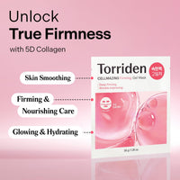 Thumbnail for Torriden CELLMAZING Collagen Firming Gel Sheet Mask for Face Only (4 Pack) | Smoother, Firmer-Looking Skin with 5D Collagen Complex | Korean Facial Mask