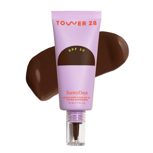 Tower 28 SunnyDays SPF 30 Tinted Moisturizer - 2-in-1 Buildable Coverage Foundation + Mineral Sunscreen for Face - Zinc Oxide, Aloe & Prickly Pear for Sensitive Skin - 65 Rich/Red (1 oz)