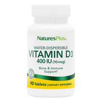 Thumbnail for NaturesPlus Vitamin D3 400 IU - 90 Water-Dispersible Tablets - Bone Strength & Immune Support - 90 Servings