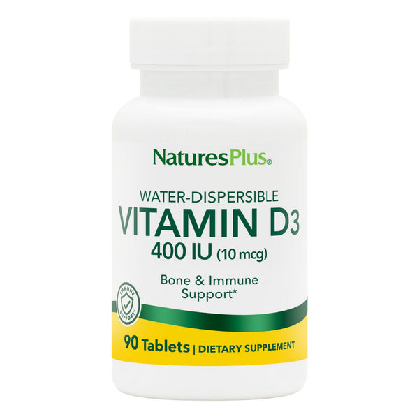 NaturesPlus Vitamin D3 400 IU - 90 Water-Dispersible Tablets - Bone Strength & Immune Support - 90 Servings