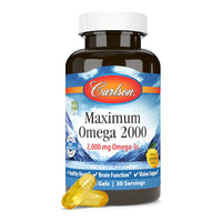 Thumbnail for Carlson - Maximum Omega 2000, 2000 mg Omega-3 Fatty Acids Including EPA and DHA, Wild-Caught, Norwegian Fish Oil Supplement, Sustainably Sourced Fish Oil Capsules, Lemon, 60 Softgels