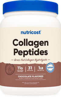 Thumbnail for Nutricost Collagen Peptides Powder 1LB (454 G) (Chocolate) - Grass Fed Bovine Collagen Hydrolysate