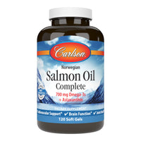 Thumbnail for Carlson - Salmon Oil Complete, 700 mg Omega-3s + Astaxanthin, Cardiovascular Support, Brain Function & Joint Health, 120 soft gels