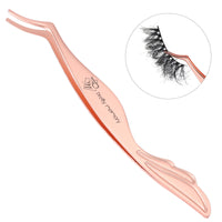 Thumbnail for Pretty memory Eyelash Applicator Tool Stainless Steel Lash Tweezers Curved Eyelash Tweezers for Easy Lash Application and Removal, Rose Gold