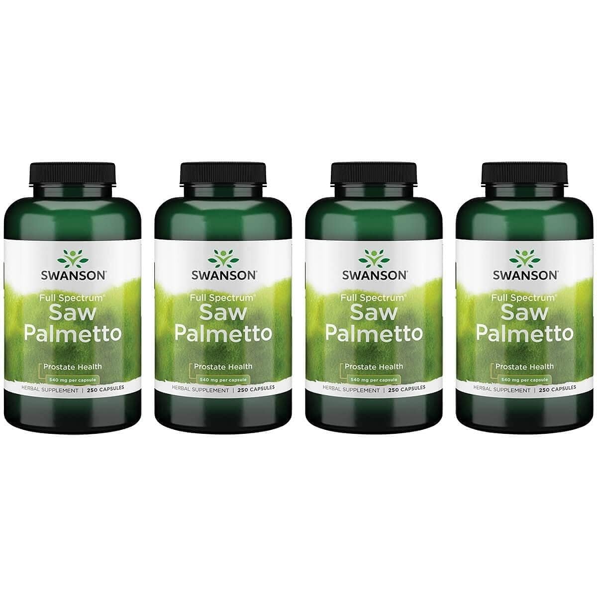 Swanson Saw Palmetto - Herbal Supplement Promoting Male Prostate Health Support - Natural Hair Supplement & Urinary Health Support (540 mg 250 Capsules) (4 Pack)
