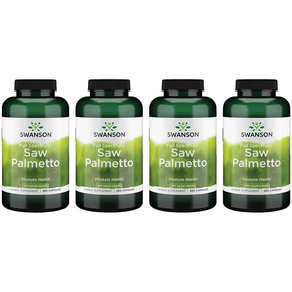 Swanson Saw Palmetto - Herbal Supplement Promoting Male Prostate Health Support - Natural Hair Supplement & Urinary Health Support (540 mg 250 Capsules) (4 Pack)