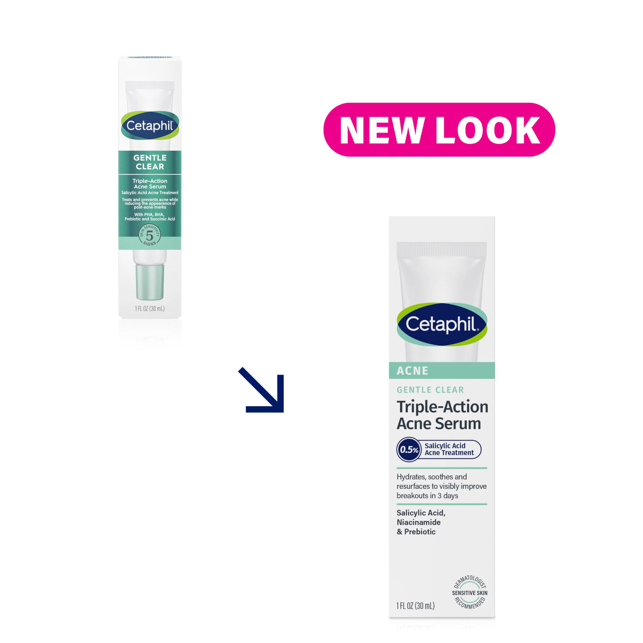 Cetaphil Gentle Clear Triple-Action Acne Treatment Serum with Salicylic Acid, Treats and Prevents Acne, Great for Post-Acne Marks, for All Skin Types, 1oz