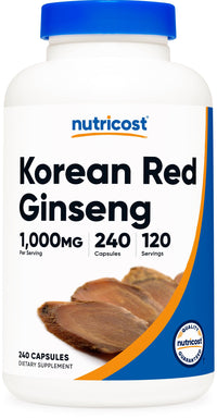 Thumbnail for Nutricost Korean Ginseng 1000mg Serving, 240 Capsules - 500mg Per Capsule, 120 Servings - Korean Panax Red Ginseng - Gluten Free & Non-GMO