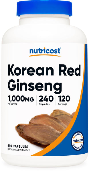 Nutricost Korean Ginseng 1000mg Serving, 240 Capsules - 500mg Per Capsule, 120 Servings - Korean Panax Red Ginseng - Gluten Free & Non-GMO