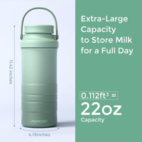Thumbnail for Momcozy 22oz Portable Breast Milk Cooler for Outdoor, Life Saver with 360° Total Cooling for 24 Hours, Larger Capacity Travel Breastmilk Chiller with 2pcs Baby Bottles for Breastmilk Storage, Green