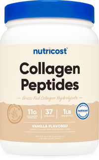 Thumbnail for Nutricost Collagen Peptides Powder 1LB (454 G) (Vanilla) - Grass Fed Bovine Collagen Hydrolysate
