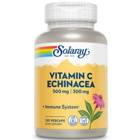 Thumbnail for SOLARAY Vitamin C & Echinacea Root Supplement - Healthy Immune System Support for Women & Men, 500 mg Vitamin C & 300 mg Echinacea Per Capsule, Non-GMO, Vegan - 120 Count Veg Caps