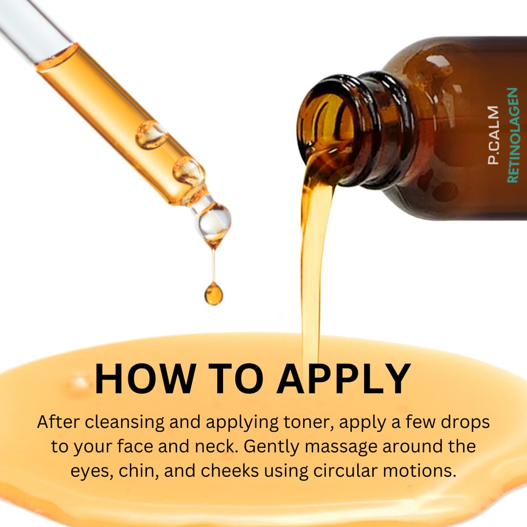 P.CALM Retinolagen Ampoule – Retinol & Vegan Hydrolyzed Collagen for Pore Tightening, Wrinkles, and Fine Line Care, Korean Glass Skin (30ml / 1.01 fl.oz)