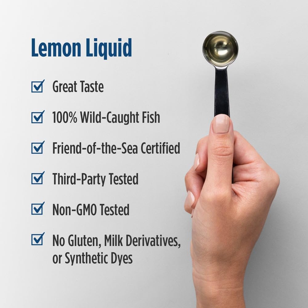 Nordic Naturals ProOmega Liquid, Lemon Flavor - 8 oz - 2840 mg Omega-3 - High Potency Fish Oil with EPA & DHA - Promotes Brain, Eye, Heart, & Immune Health - Non-GMO - 48 Servings