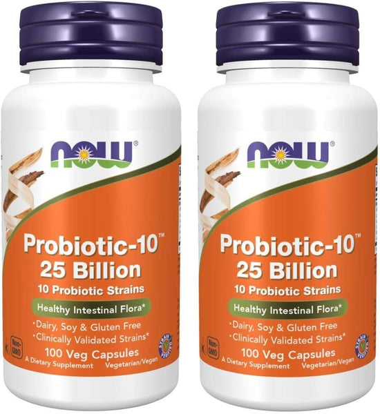 Now Foods Probiotic-10 25 Billion, 100 Count (Pack of 2)