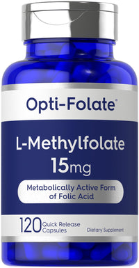 Thumbnail for Carlyle L Methylfolate 15mg | 120 Capsules | Value Size | Max Potency | Optimized and Activated | Non-GMO, Gluten Free Supplement | Methyl Folate, 5-MTHF | by Opti-Folate